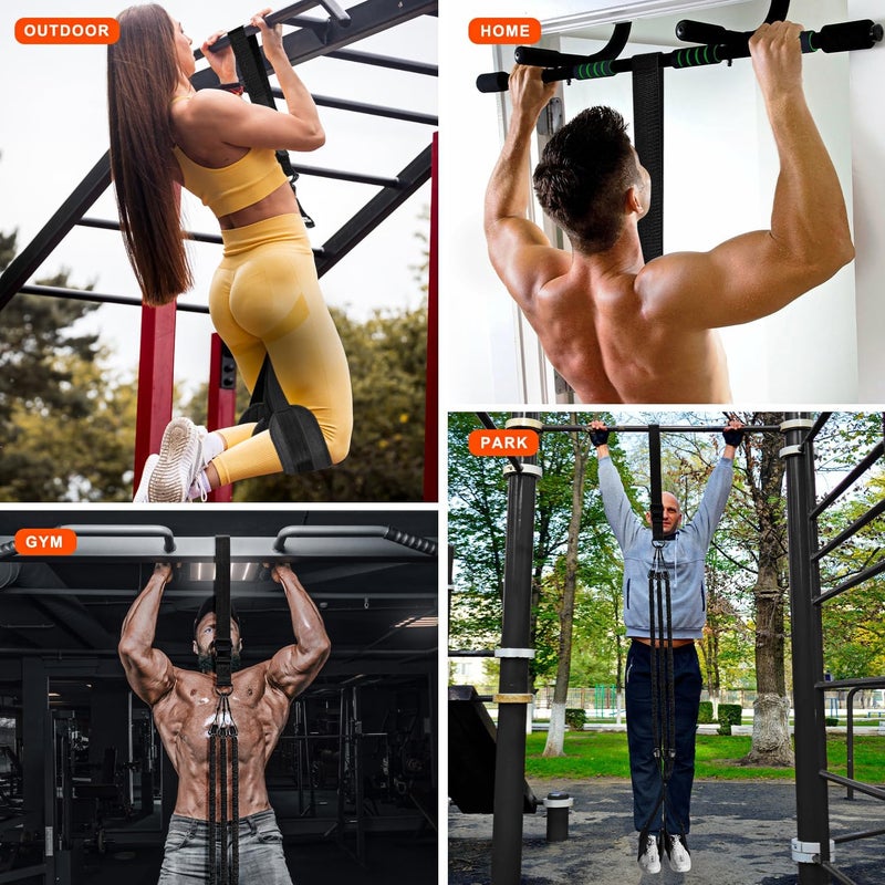 HPYGN Two Foots Pull Up Assistance Bands, Heavy Duty Resistance Band for Pull Up Bar, Adjustable Weight/Size with Fabric Feet/Knee Rest, Bands for Pull Up Assist for Strength Training, Pull Up - Image 5